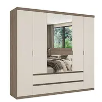 Guarda Roupa / Roupeiro THB 5896 Nobre Glass 6 Portas 4 Gavetas Com Espelho 230x250x55cm