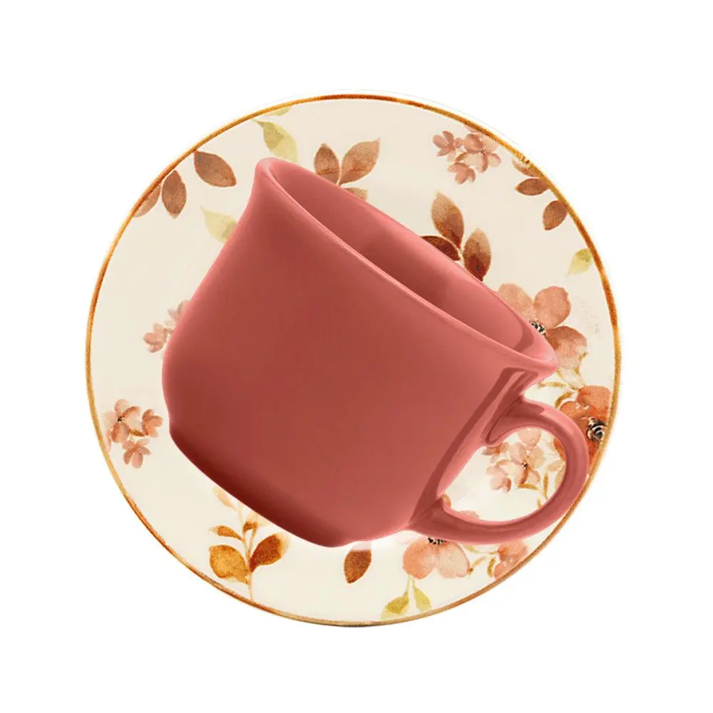 Conjunto Xícaras de Chá Oxford 140510 Chá das 5 12 Peças Cerâmica Vermelho/branco