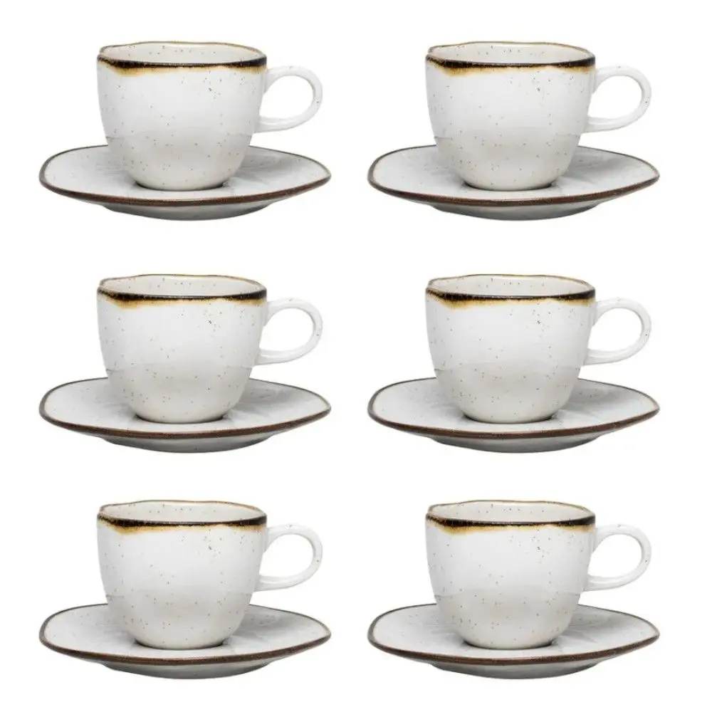 Conjunto Xícaras de Chá Oxford 103229 Maresia 12 Peças Porcelana Branco