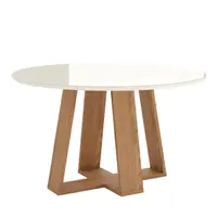 Mesa de Jantar Henn SC130-127 Redonda 6 Lugares Tampo Com Vidro 80x140cm