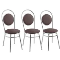 Conjunto 3 Cadeiras Fil Gabriela 3500 Estofada Tubo Cromada 97x37x48cm