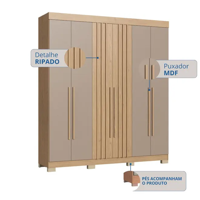 Guarda Roupa / Roupeiro Castro 3220A Verona 6 Portas 2 Gavetas