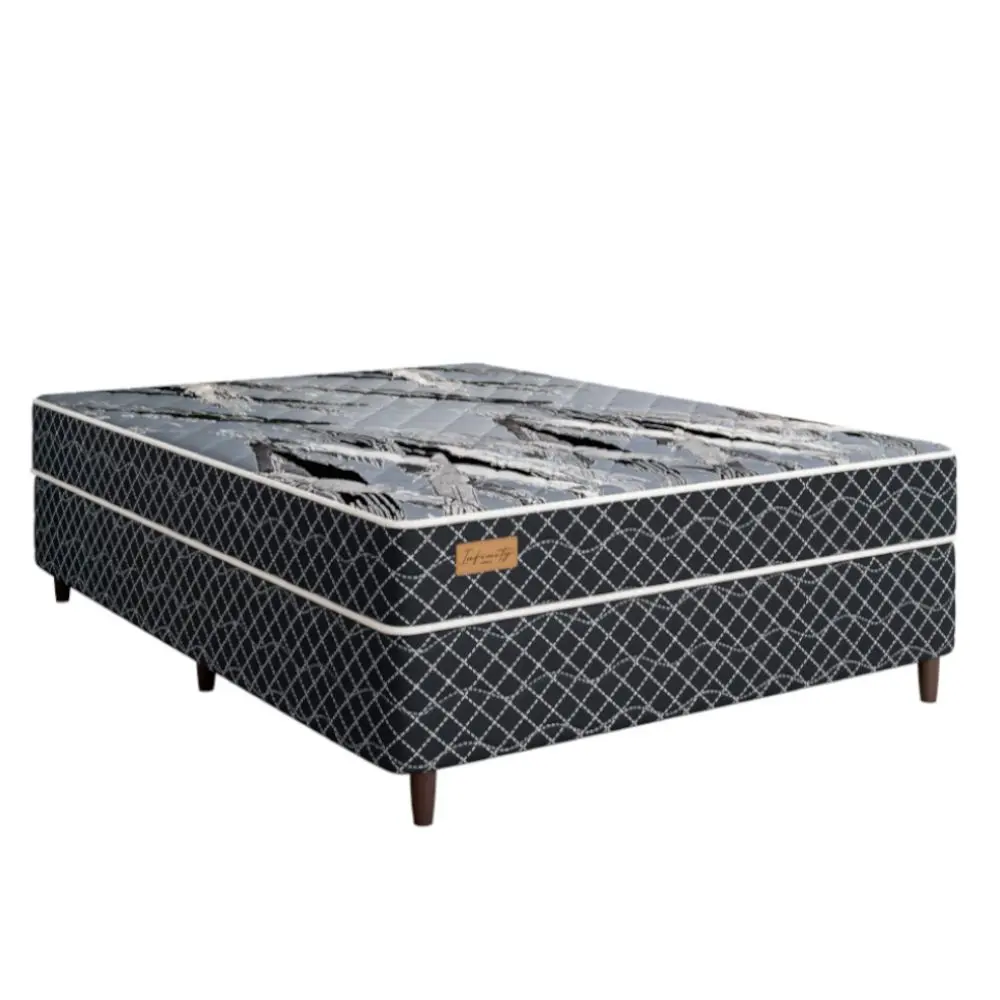 Box Conjugado Espuma Casal Arte Cubica Infinity 138x188x41cm Preto/branco