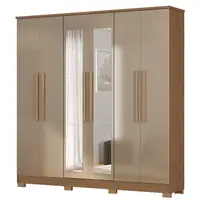 Guarda Roupa / Roupeiro Barcellona 2252R-490 São Paulo 6 Portas 3 Gavetas Com Espelho 226x218x47cm