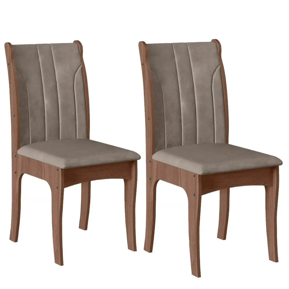 Conjunto 2 Cadeiras Estofada Celta Siena Bege 01A 98,5x45x49cm