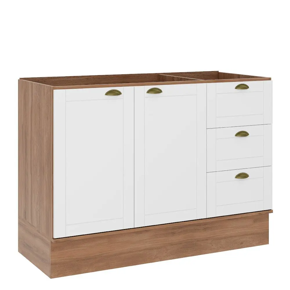Balcão Para Pia Carraro 2608 Bella 120cm 2 Portas 3 Gavetas