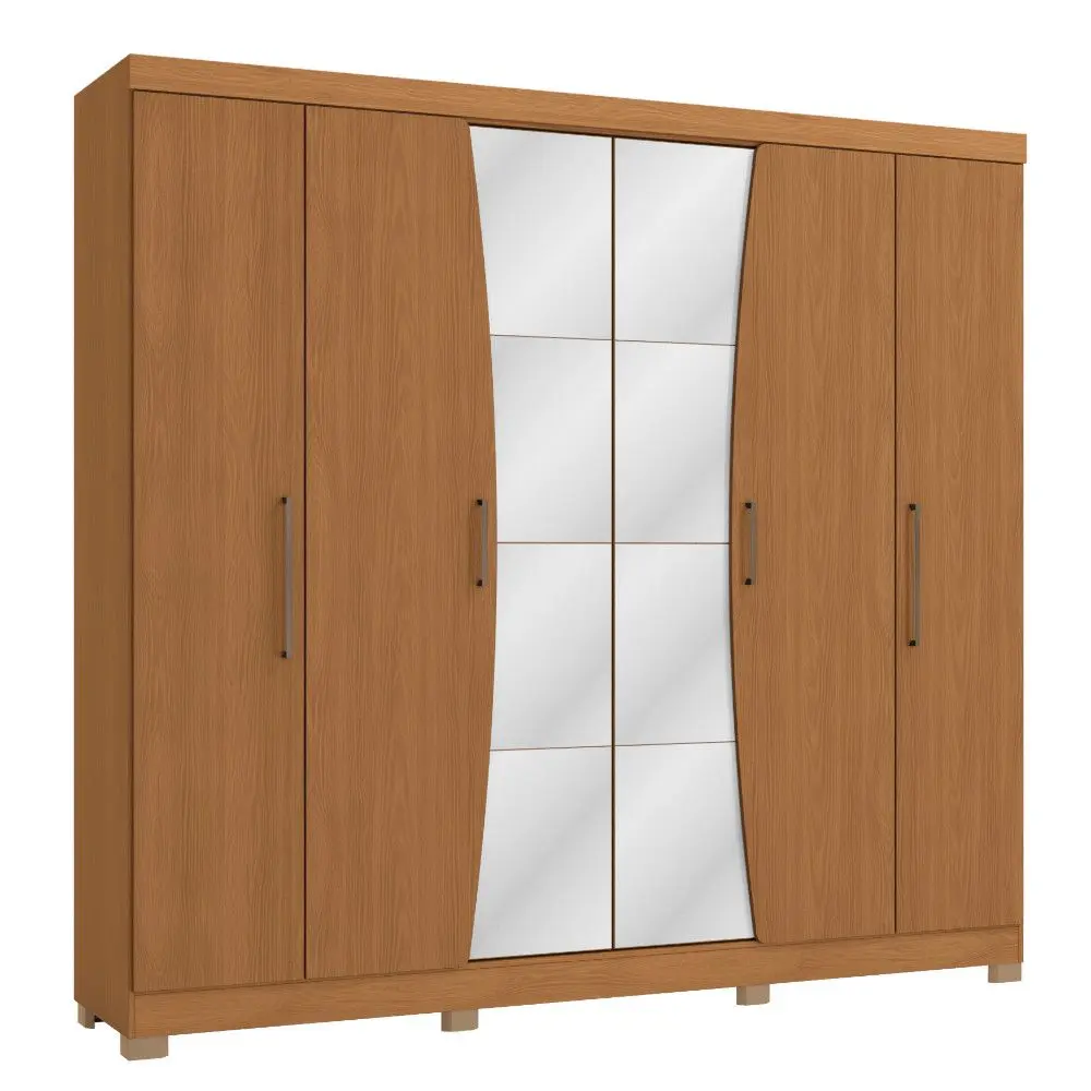 Guarda Roupa / Roupeiro Kappesberg CB1PM556-CN 6 Portas 3 Gavetas Com Espelho 223x240x53cm Canela