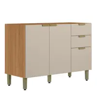 Balcão Para Pia Linea Brasil 15061 Selene Sem Tampo 3 Portas 2 Gavetas 86x120x51cm