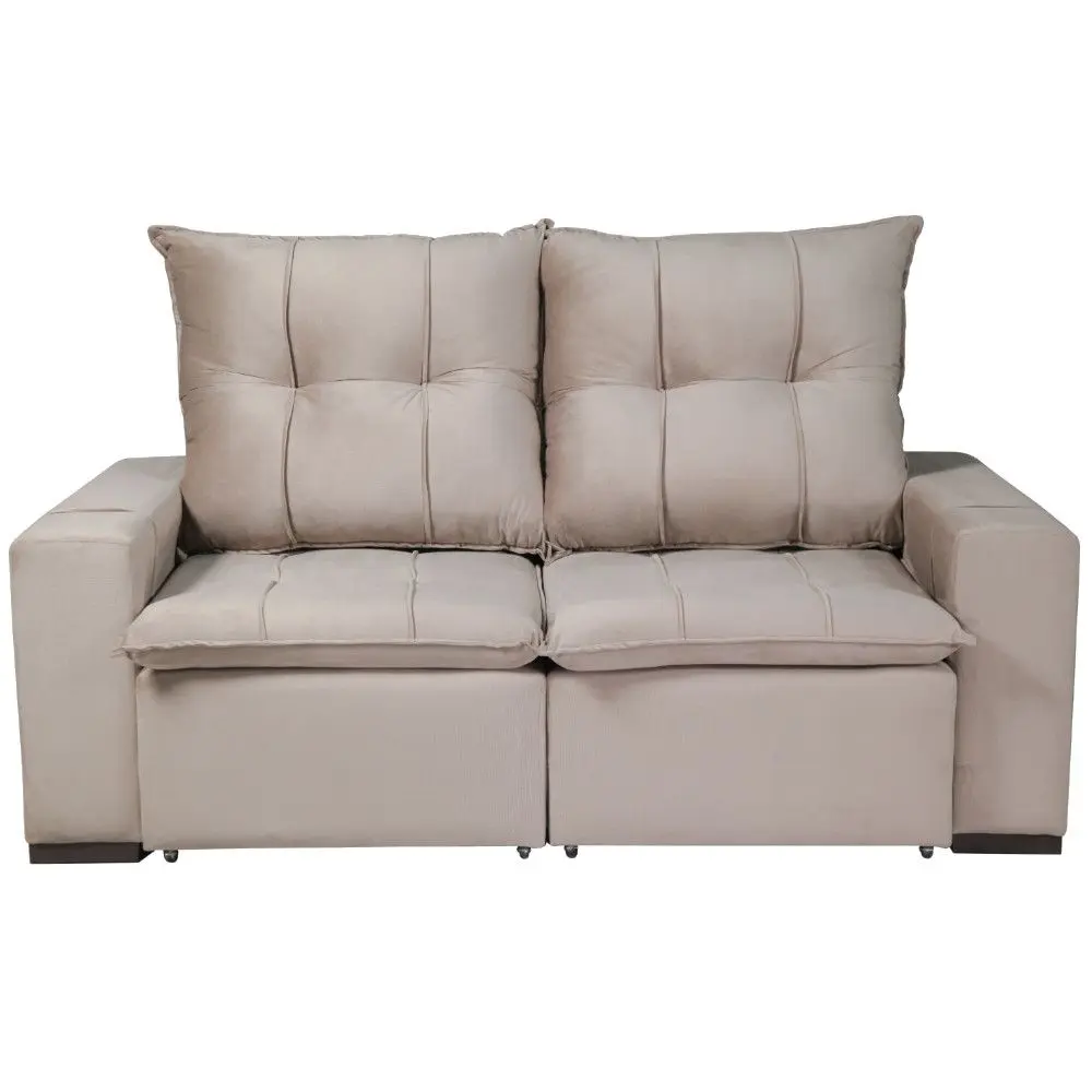 Sofá Estofado Bressiani Atena 3 Lugares Espuma D23 185cm Cinza