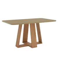 Mesa de Jantar Henn SC132-128 Lins Com Tampo Vidro 160cm