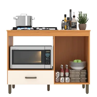 Balcão Móveis Sul 4855AOF Roma Para Forno e Fogão Embutir 1 Porta 1 Gaveta 81,5x105x53cm