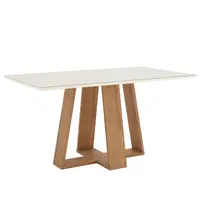 Mesa de Jantar Henn SC93-127 Tampo MDF Com Vidro Canto Reto 80x160x90cm
