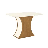 Mesa de Jantar Henn SC42-127 Luiza Com Tampo MDF e Vidro Canto Arredondado 120cm