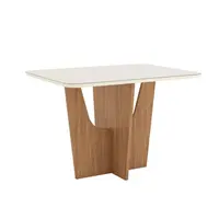 Mesa de Jantar Henn SC44-127 Vértice Com Tampo MDF e Vidro Canto Arredondado 120cm