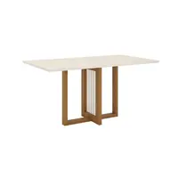 Mesa de Jantar Henn SC70-127 Natalí Tampo MDF Com Vidro Cantos Retos 160cm