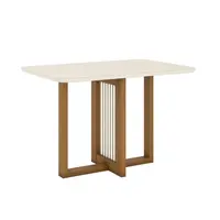 Mesa de Jantar Henn SC73-127 Natalí Tampo MDF Com Vidro Cantos Arredondados 120cm