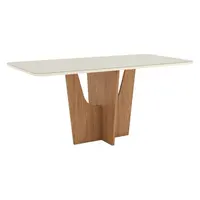 Mesa de Jantar Henn SC88-127 Vértice Tampo MDF Com Vidro 180cm