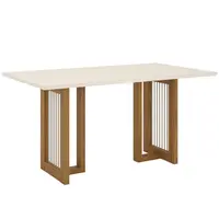 Mesa de Jantar Henn SC78-127 Yara Tampo MDF Com Vidro Cantos Retos