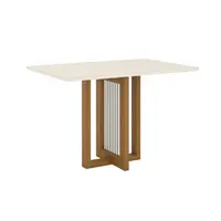 Mesa de Jantar Henn SC74-127 Natalí Tampo MDF Com Vidro Cantos Retos
