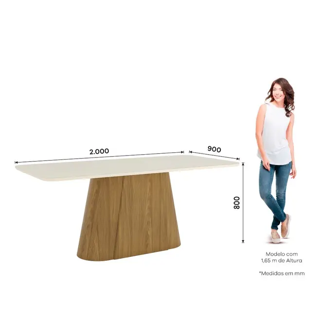 Mesa de Jantar Henn SC121-127 Olívia Para 8 Lugares Com Tampo