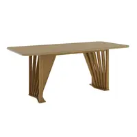 Mesa de Jantar Henn SC136-128 Adriana Tampo Com Vidro Canto Arredondado