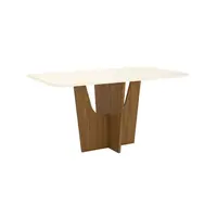 Mesa de Jantar Henn SC35-127 Vértice Com Tampo MDF e Vidro Canto Arredondado 160cm