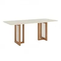 Mesa de Jantar Henn SC77-127 Yara Tampo MDF Com Vidro 200cm