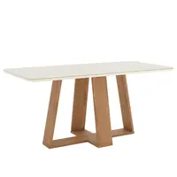 Mesa de Jantar Henn SC95-127 Lins 6 Lugares Tampo MDF Com Vidro 80x180x90cm