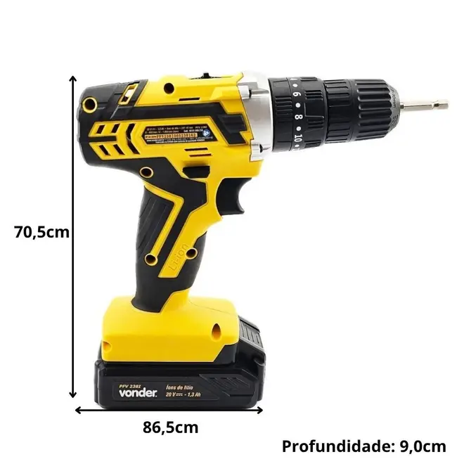 Furadeira / Parafusadeira Vonder PFV238I com Impacto à Bateria