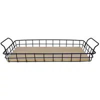 Bandeja com Alça Hauskraft BANJ012 Aramada Ferro e Madeira 41cm