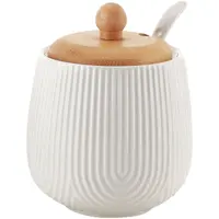 Açucareiro com Colher Cerâmica Tampa Bambu Hauskraft Oasis 330ml