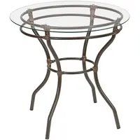 Mesa Fil Primavera 1850 4 Lugares c/ Tampo de Vidro Aço Carbono 78x80x80cm