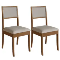 Conjunto 2 Cadeiras Estofadas Delazari 642 Linho Encosto c/ Tela 93x45x52cm