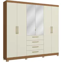 Roupeiro Kappesberg 6 Portas e 4 Gavetas MDP 235 x 250 x 47cm Com Espelho