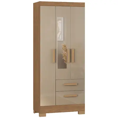 Guarda Roupa / Roupeiro Barcellona 4503R-490 Fortaleza 3 Portas 2 Gavetas com Espelho 180x74,5x40cm