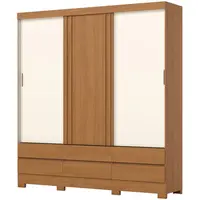 Guarda Roupa Henn B386 3 Portas Deslizantes 6 Gavetas MDP 215x199,5x48cm Com Portas Reversíveis