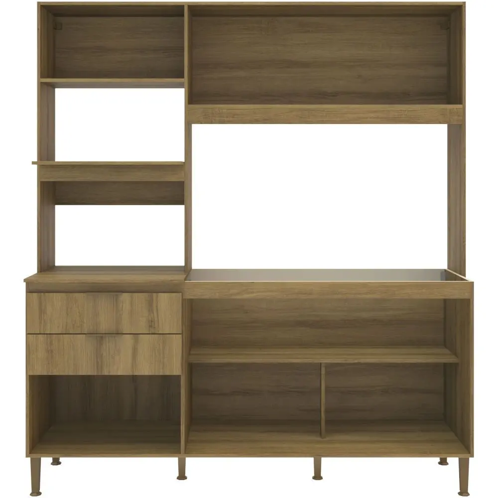 OMA.TOP Walnut＋OMA1/2UNIT Glassx2セットのセット Kit Cozinha Benoá Home Tulipa 6 Portas e 2 Gavetas MDP sem Tampo