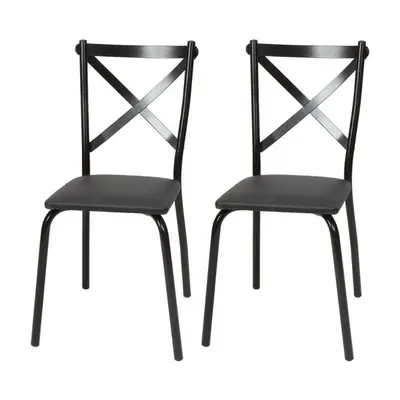 Kit 2 Cadeiras Assento Corino Fil Fran 1 Lugar 85 x 34 x 44cm