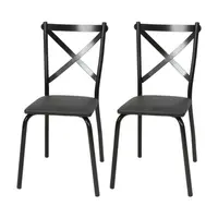 Kit 2 Cadeiras Assento Corino Fil Fran 1 Lugar 85 x 34 x 44cm