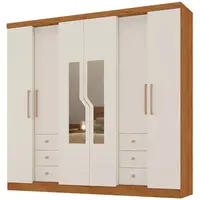 Guarda Roupa / Roupeiro Barcellona Genebra 6 Portas e 6 Gavetas Com Espelho MDP 219 x 235 x 47cm