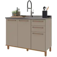 Balcão de Pia Indekes 6227.2 Damasco 3 Portas e 2 Gavetas MDP 90,5 x 120 x 52cm