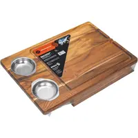 Tábua Teca com Bandeja Inox Stolf 1201 6,5 x 30 x 44 cm
