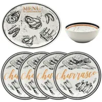 Conjunto de Churrasco Oxford Menu do Churrasqueiro 6 Peças Cerâmica