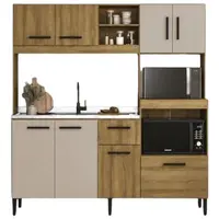 Cozinha Compacta Mademovel Jasmim 8 Portas e 1 Gaveta MDP Sem Tampo 200 x 186 x 52,5cm