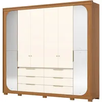 Guarda Roupa / Roupeiro Henn Lumiere 6 Portas e 6 Gavetas com Espelho e LED MDP 240 x 265 x 53,5cm