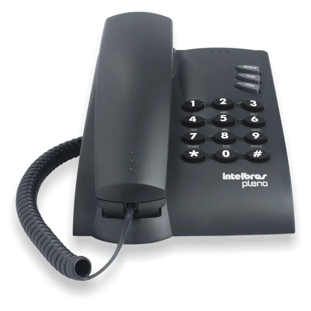 Telefone Fixo Intelbras Pleno com Fio Preto