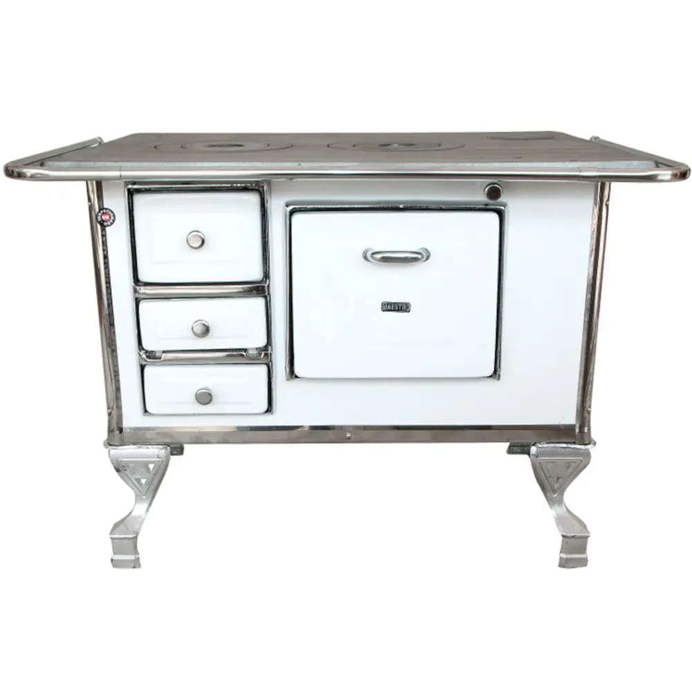 Fogão a Lenha Maestro Número 2 Saída Direita Chapa Ferro Fundido Branco