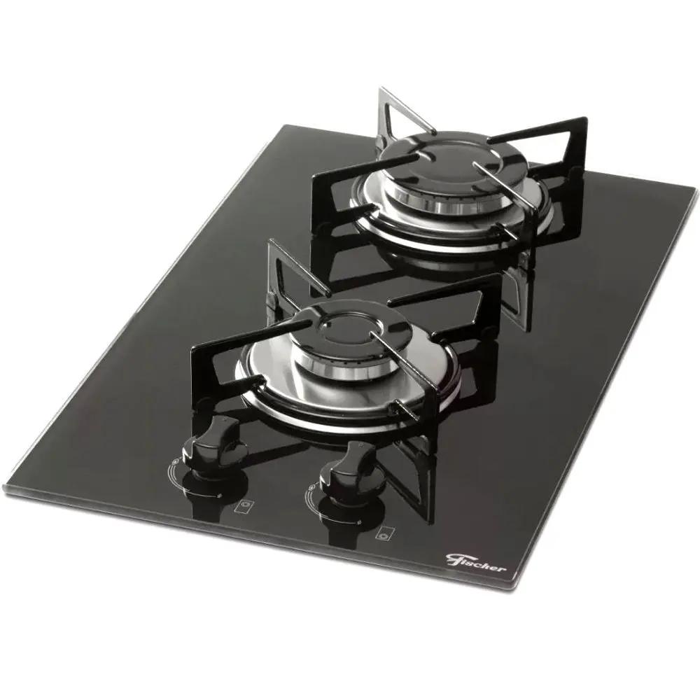 Fogão Cooktop a Gás Fischer 7726-11474 2 Bocas Mesa de Vidro Superautomático Bivolt Preto