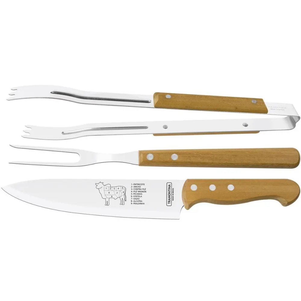 Jogo de Churrasco Tramontina 22399075 3 Peças Inox
