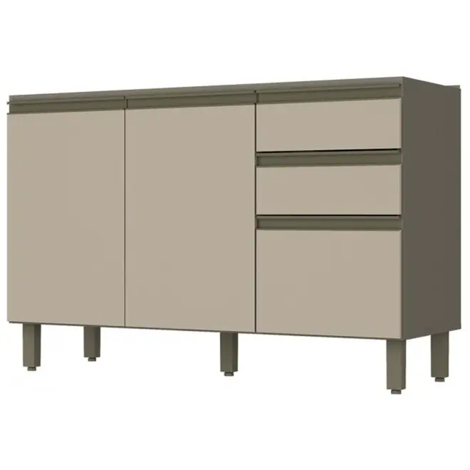 Balcão para Pia Henn Connect C66-35 2 Gavetas 3 Portas Duna/cristal